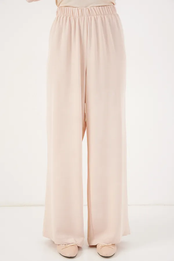 Kadın Önü Bağcıklı Tunik Pantolon İkili Takım 6744 - Krem