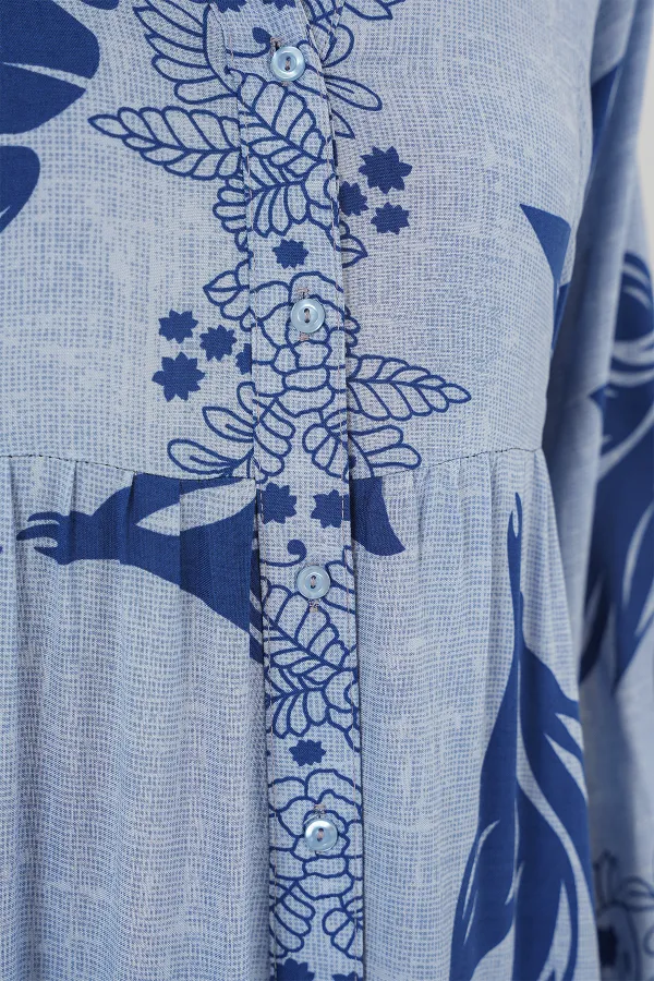 Robe hijab à motifs authentiques 2423 - Bleu marine