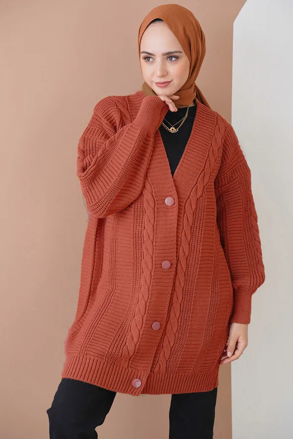 15768 Hijab Knitwear Cardigan - A. Tile