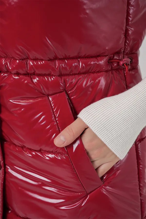 Women's Shiny Puffer Vest 5218 - Red