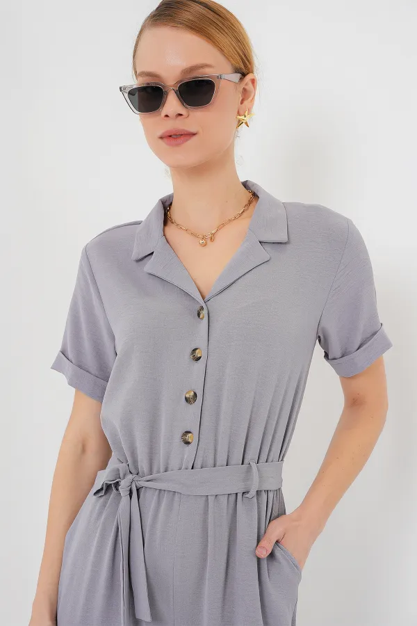 Women's Short Sleeve Ayrobin Jumpsuit 7030 - Gray