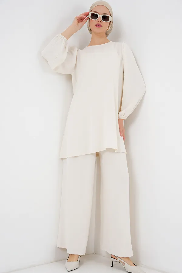 Ayrobin Tunik Pantolon Alt Üst Takım 6712 - Ekru
