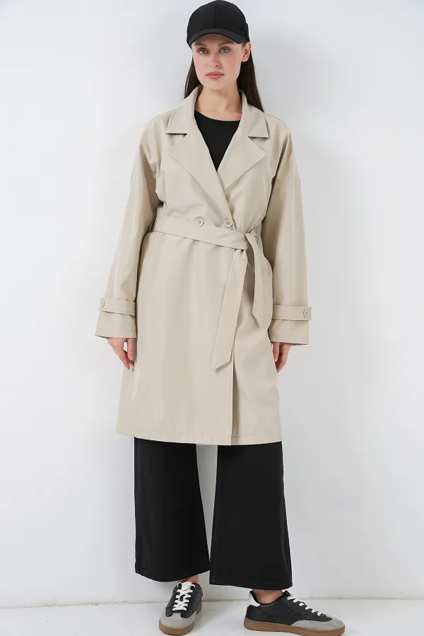 Trench-coat croisé pour femme 5987 - Beige
