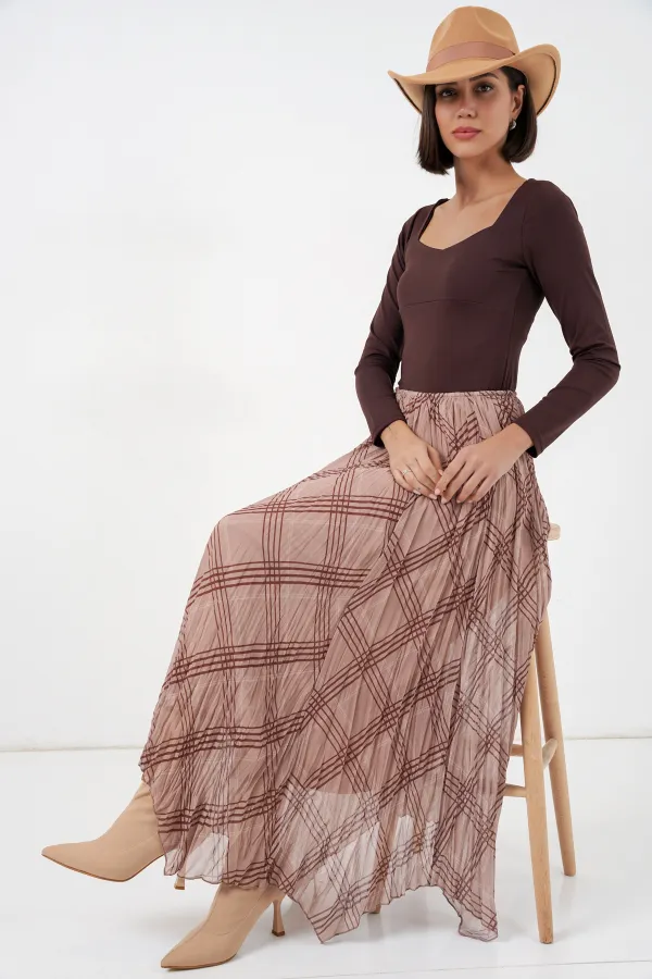 Women's Asymmetrical Chiffon Skirt 8056 - Mink