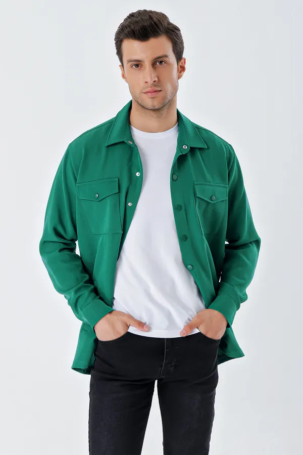 Chemise homme oversize 20193 - Vert émeraude