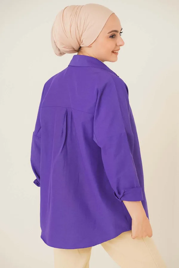 103901 Oversize Basic Hijab Shirt - Purple