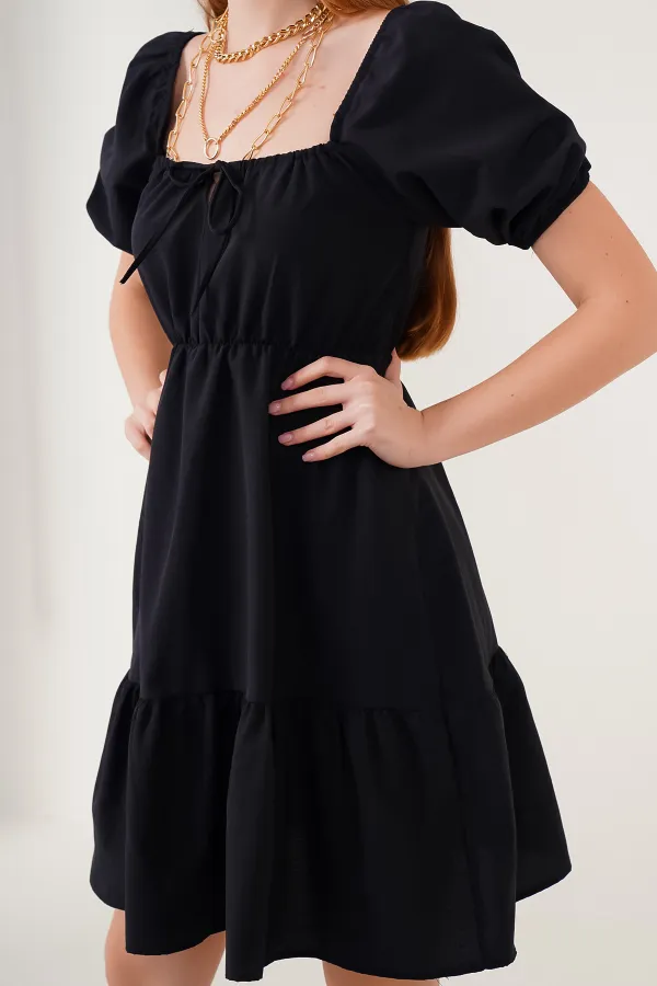 2351 Flared Poplin Dress - Black