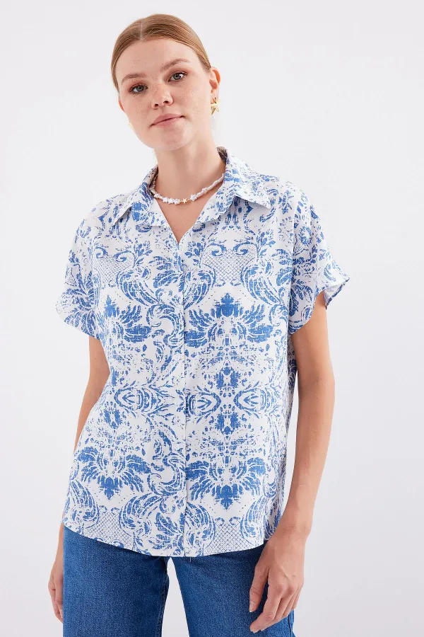 3711 Yarım Kol Gömlek - D.Mavi