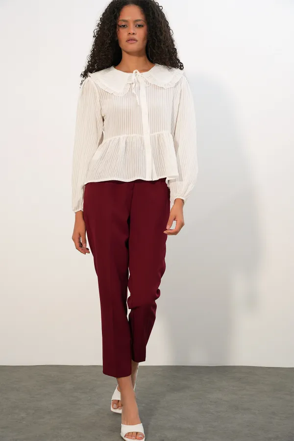 Women's Peter Pan Collar Shirt Blouse 993 - White