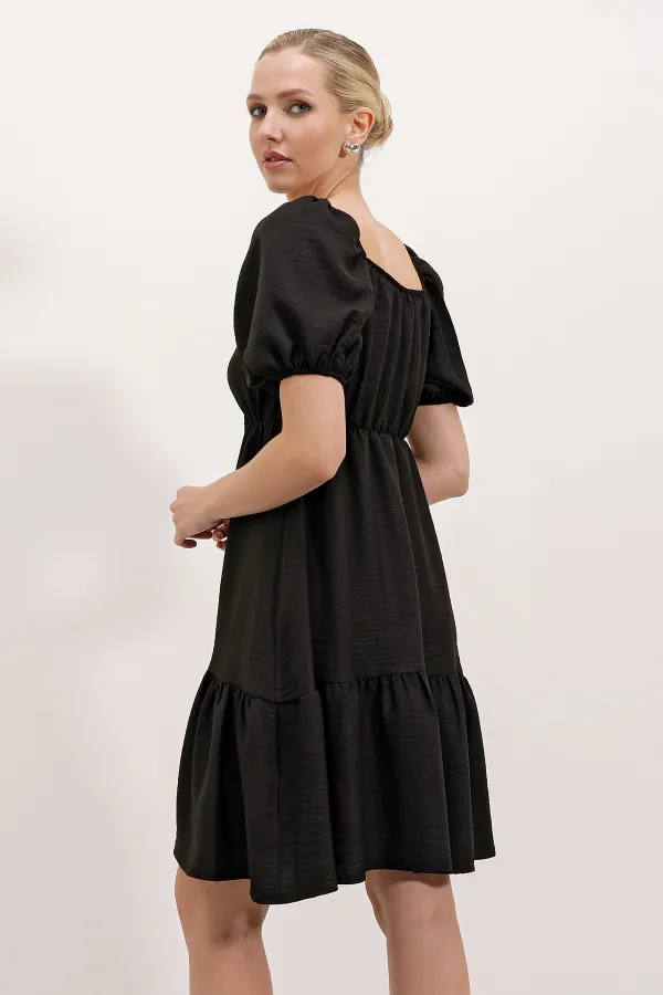 Robe évasée en popeline 2351 - Noir clair