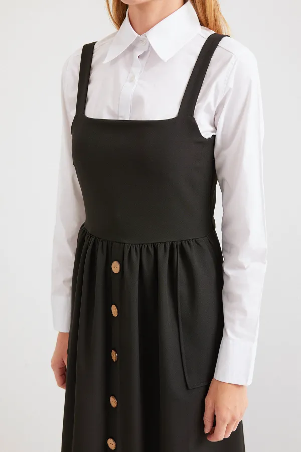 2490 Long Overall Dress - Black