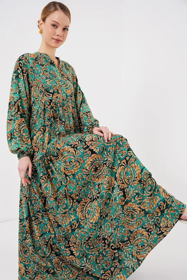 Robe hijab à motifs authentiques 2423 - Vert turquoise clair