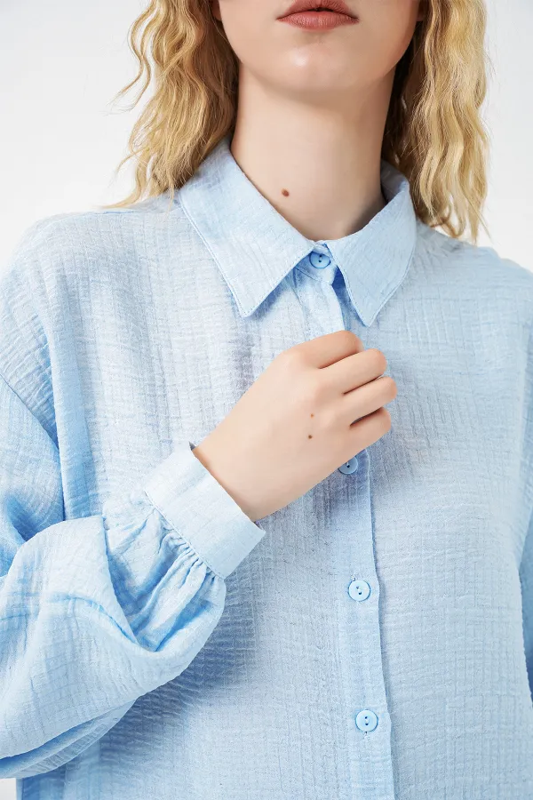 Women's Textured Oversize Tunic 5989 - Blue Women's Textured Oversize Tunic 5989 - Blue
