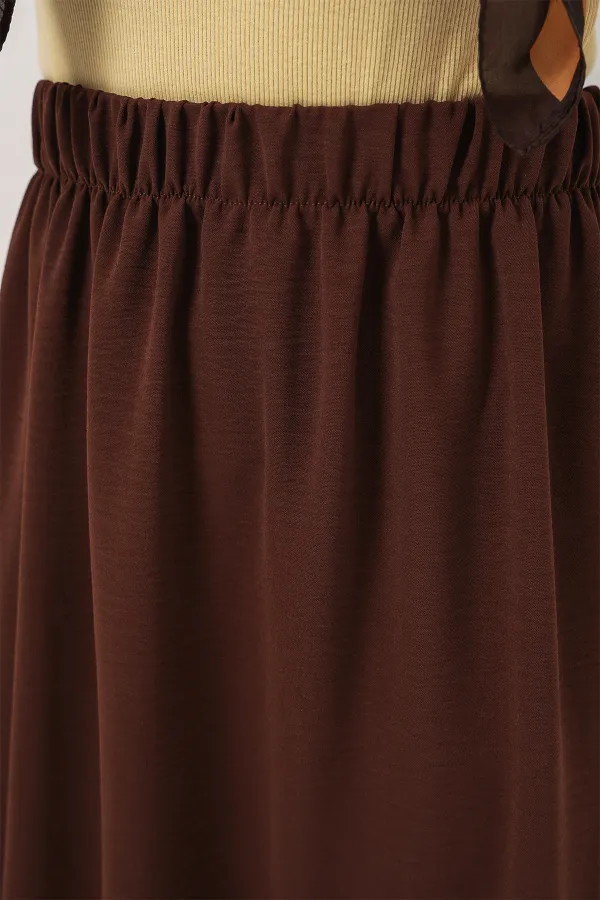 Kadın Uzun Ayrobin Etek 8050 - Kahverengi