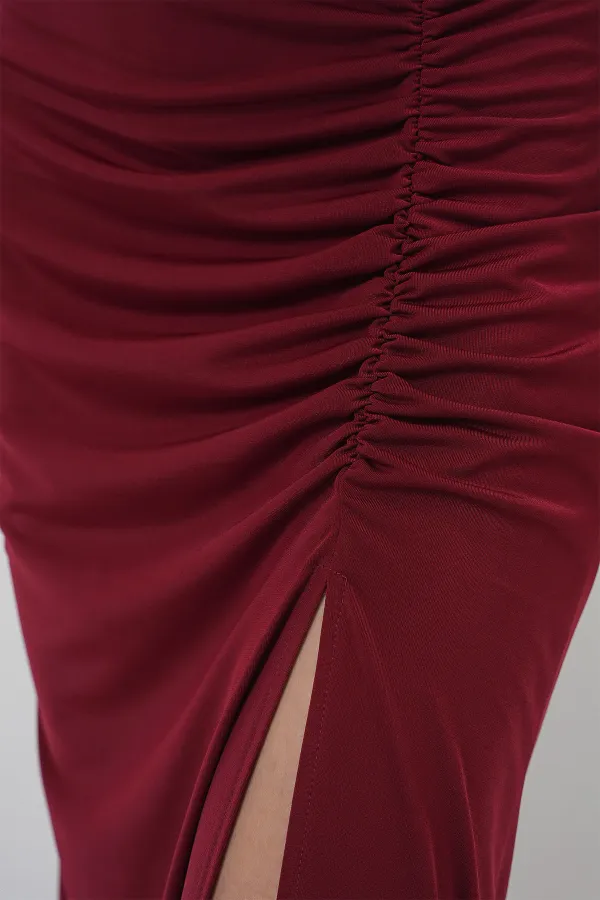 Jupe fendue Sandy 8033 - Rouge bordeaux