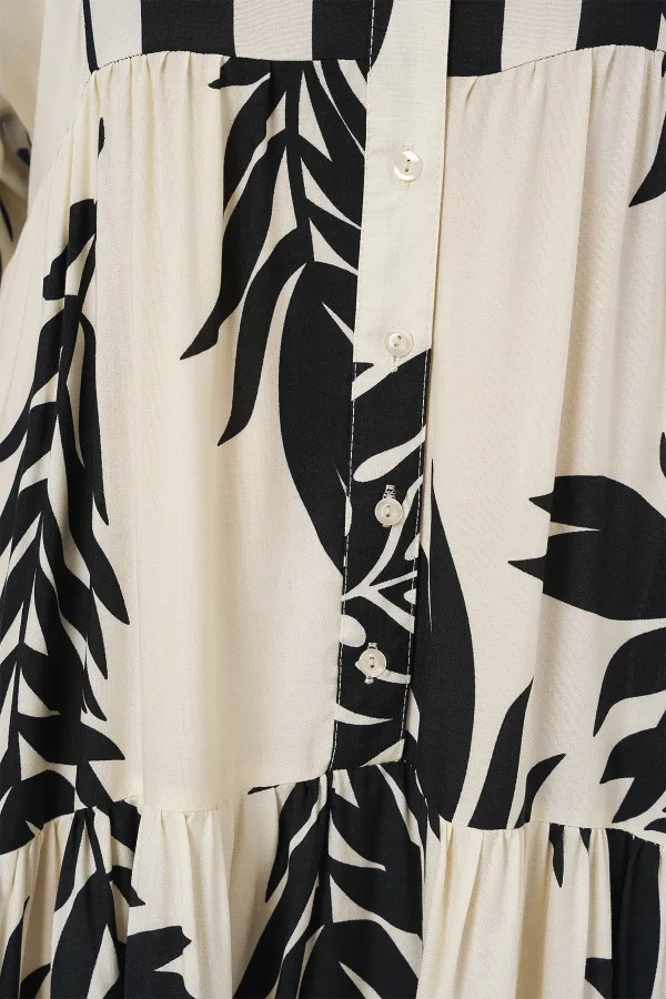 Robe hijab authentique à motifs 2423 - Blanc clair