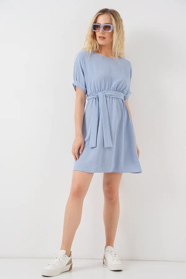 Women's Short Sleeve Mini Ayrobin Dress 2572 - Blue