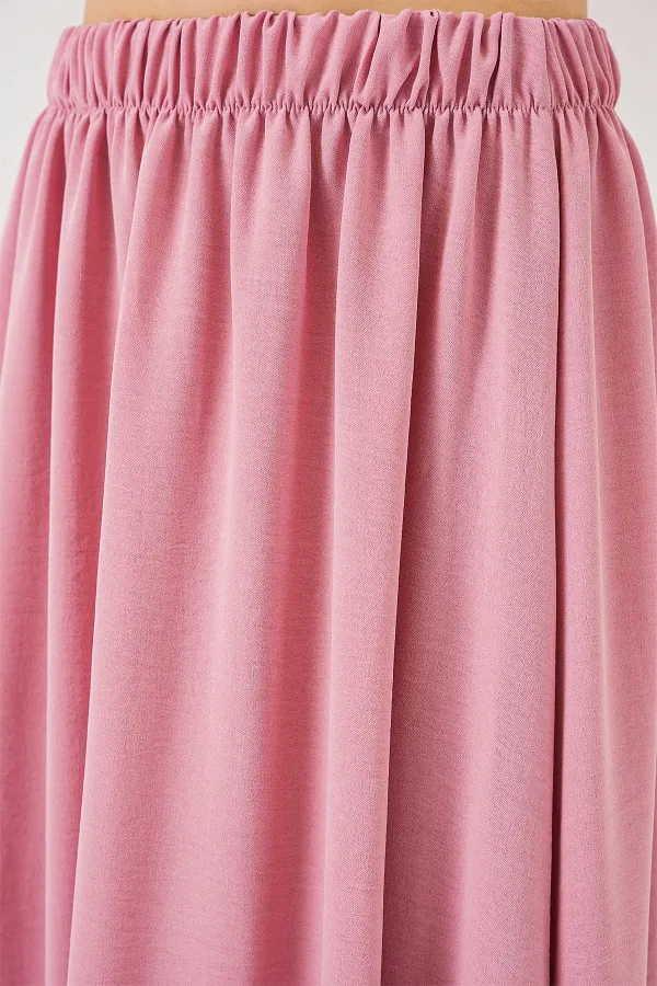 Kadın Uzun Ayrobin Etek 8050 - Pudra