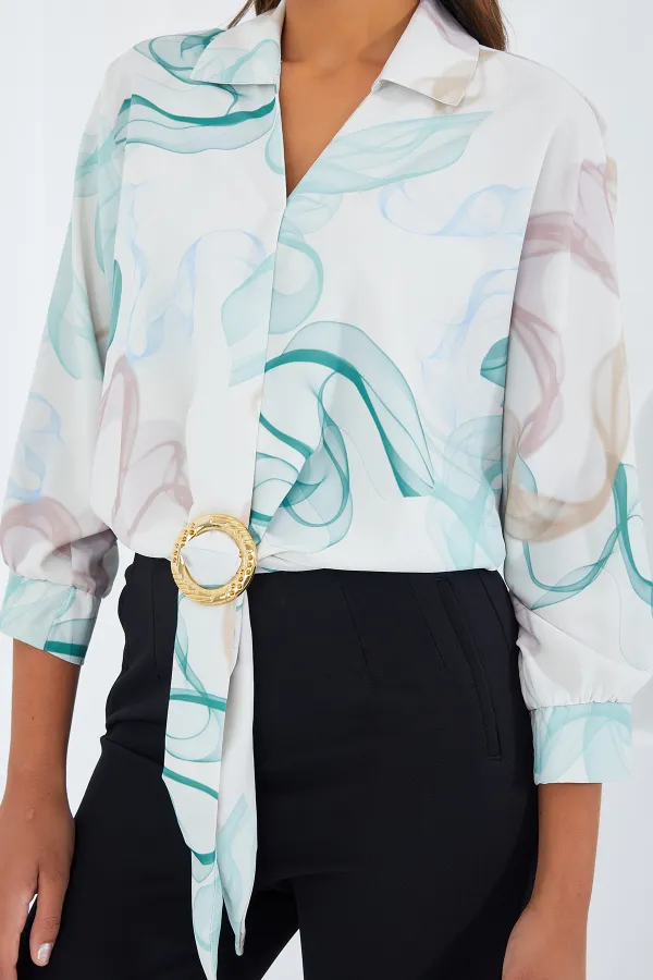 Chemise courte fluide oversize en satin pour femme 906 - Menthe