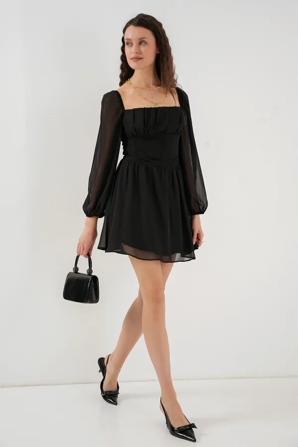 Robe mini en tulle pour femme 2514 - Noir