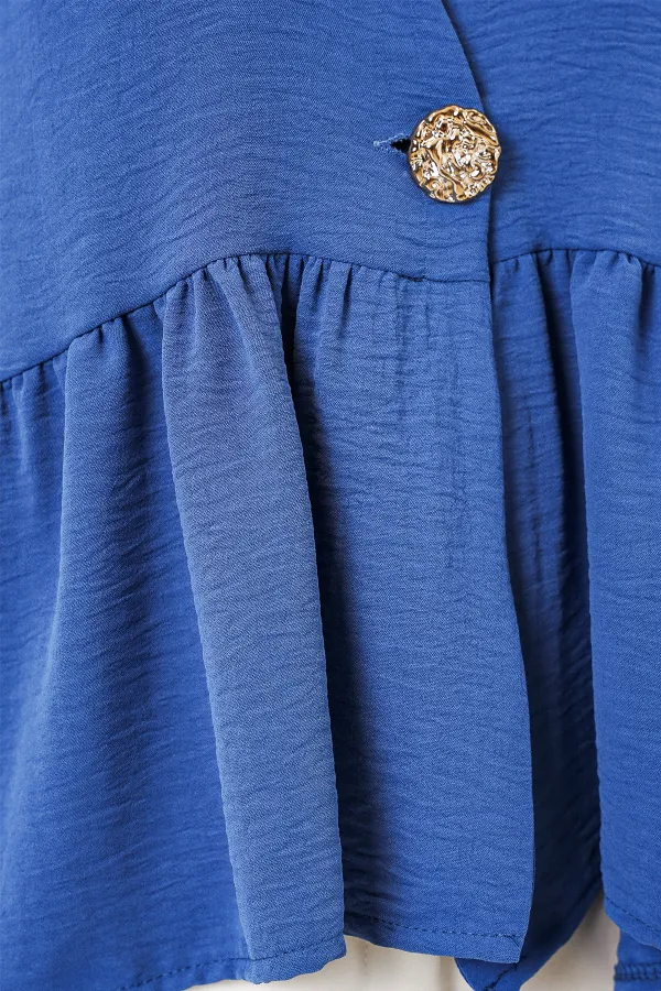 Women's Buttoned Sleeveless Blouse 994 - Navy Blue