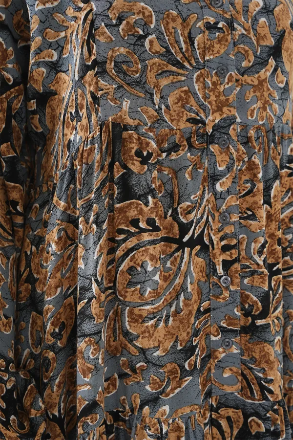 Robe hijab à motifs authentiques 2423 - Gris clair