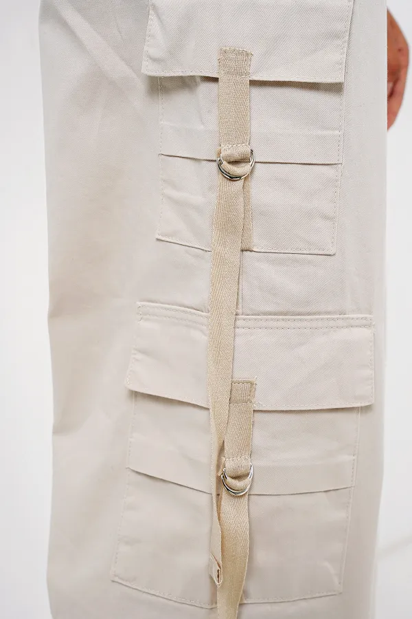 6691 Pantalon cargo large - Écru