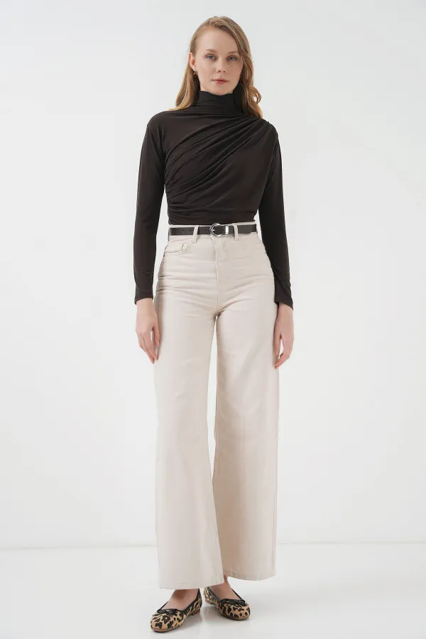 Chemisier Sandy 925 à fronces - Marron