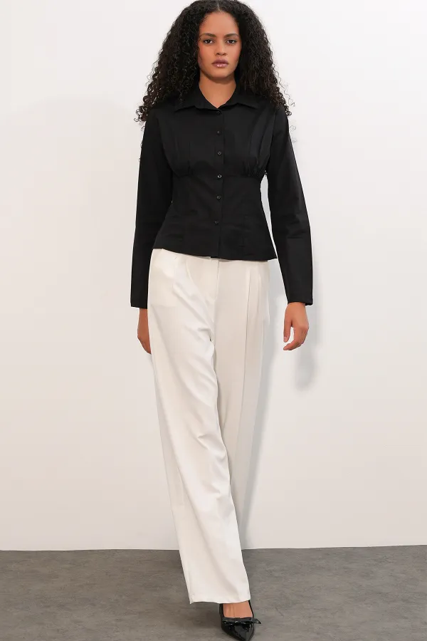 20231 Slim Fit Poplin Gömlek - Siyah