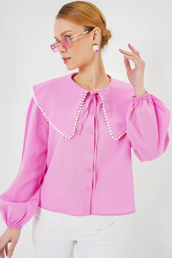 Women's Baby Collar Shirt 20314 - Pink