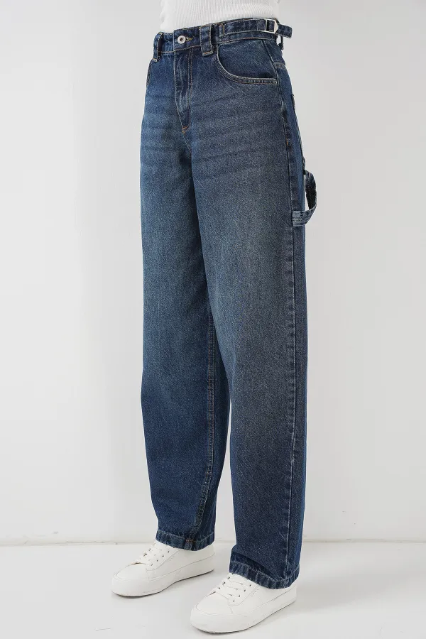 Women's High-Waisted Jeans 6701 - Navy Blue