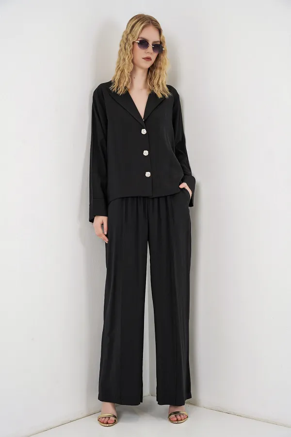 Women's Jacket and Trousers Two-Piece Set 30065 - Black Women's Jacket and Trousers Two-Piece Set 30065 - Black