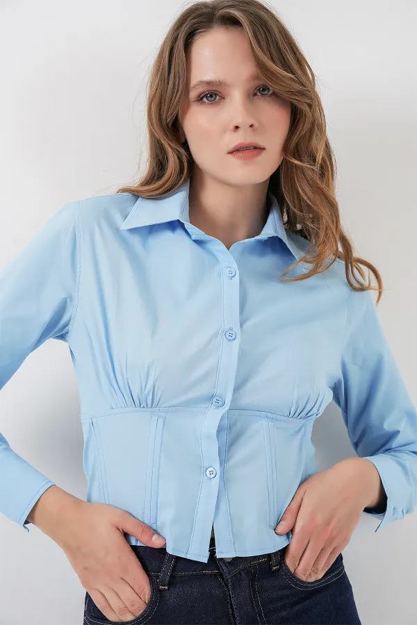 Chemise en popeline coupe ajustée 20231 - Bleue