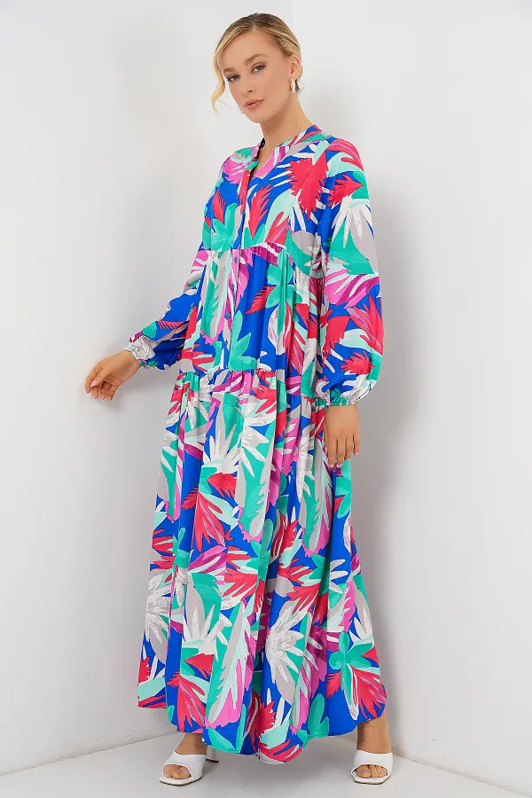 Robe hijab à motifs authentiques 2423 - Rose foncé