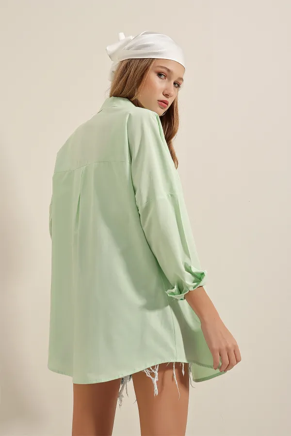 Chemise basique longue oversize 3900 - Vert clair