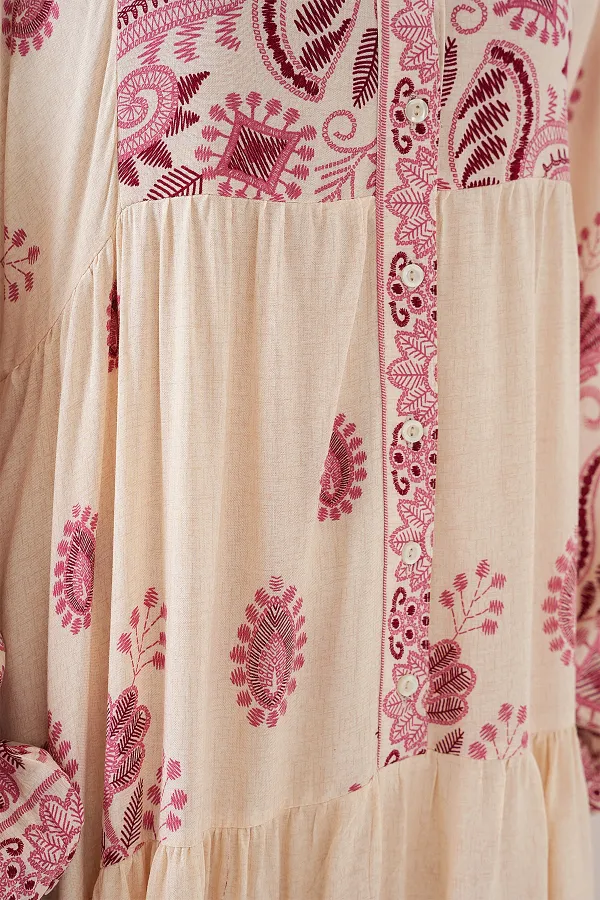 Robe hijab à motifs authentiques 2423 - Bordeaux 1