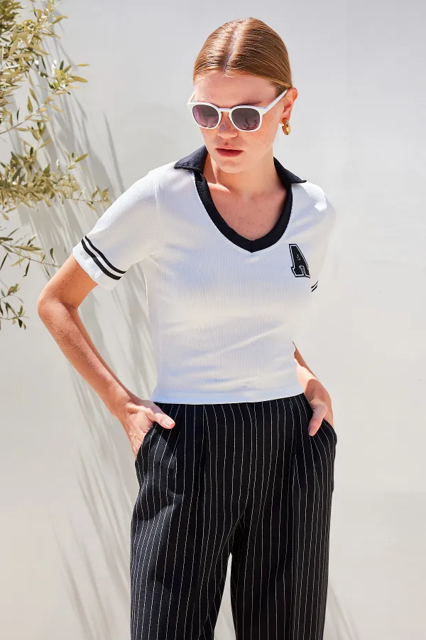 Chemisier basique à col polo 4320 - Blanc