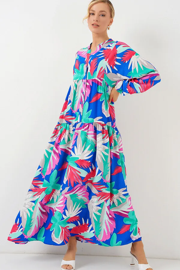 Robe hijab à motifs authentiques 2423 - Rose foncé