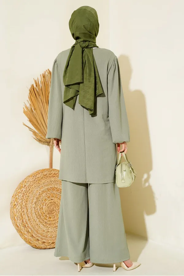 Ensemble tunique verte pour femme, pantalon et bas 6663
