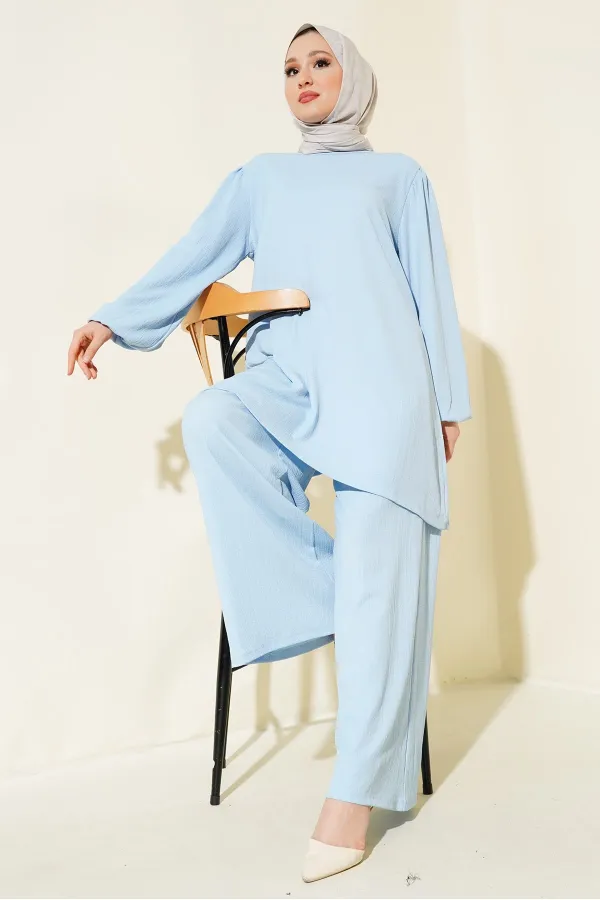 Women's Blue Tunic and Pants Set (Top and Bottom) 6663