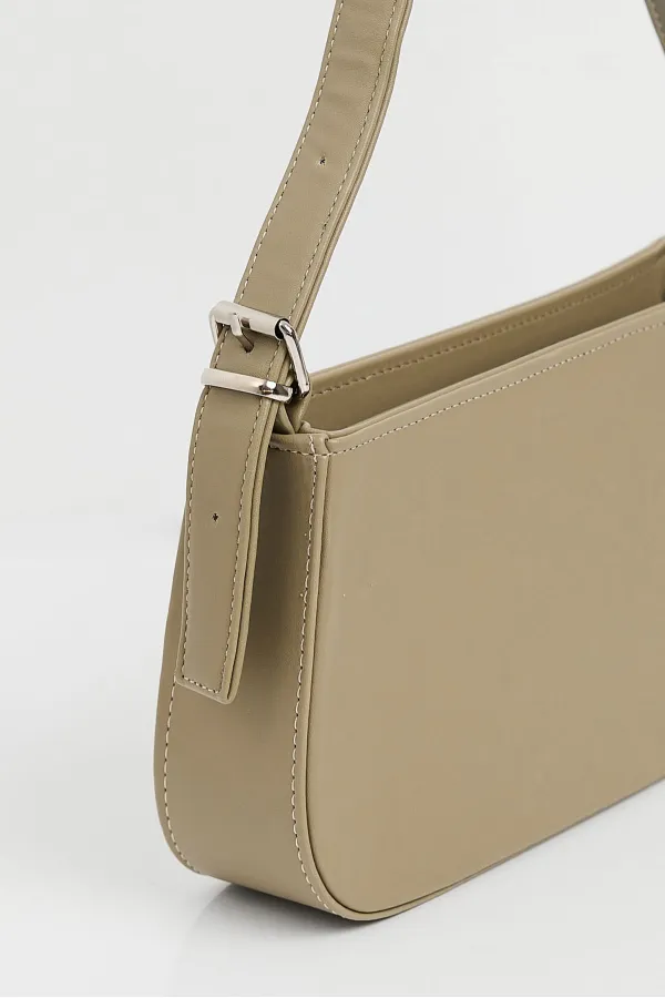 010172 Plain Baguette Shoulder Bag - Çağla