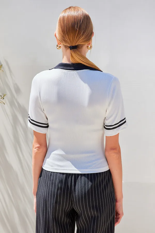 Chemisier basique à col polo 4320 - Blanc