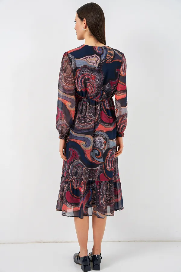 Robe en mousseline à motifs multicolores 2137