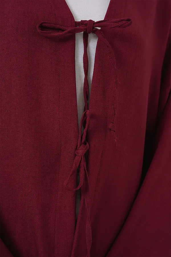 Keten Tesettür Kimono 5968 - Bordo