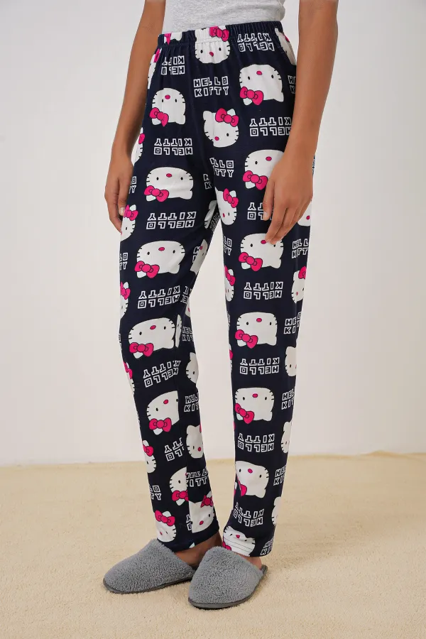 Bas de pyjama à motifs 4323 - Bleu marine clair