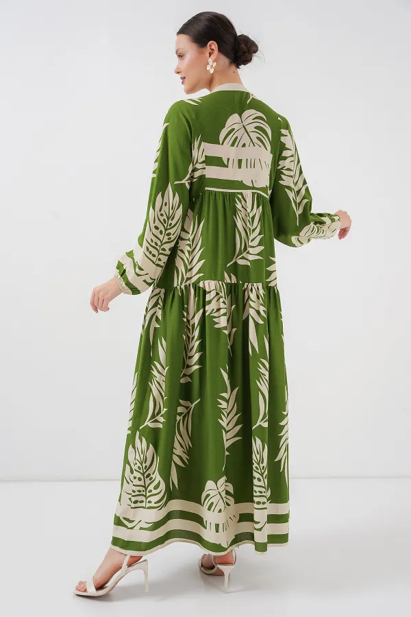 Robe hijab à motifs authentiques 2423 - Verte 5