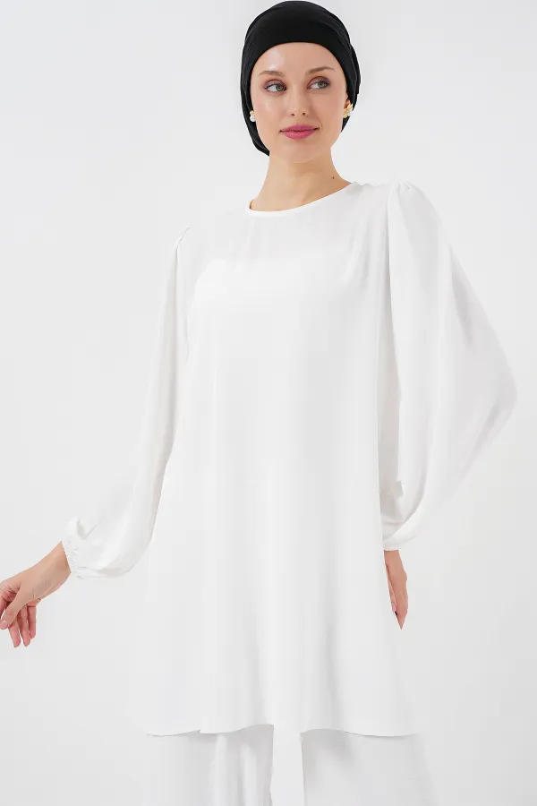 Ayrobin Tunik Pantolon Alt Üst Takım 6712 - Beyaz