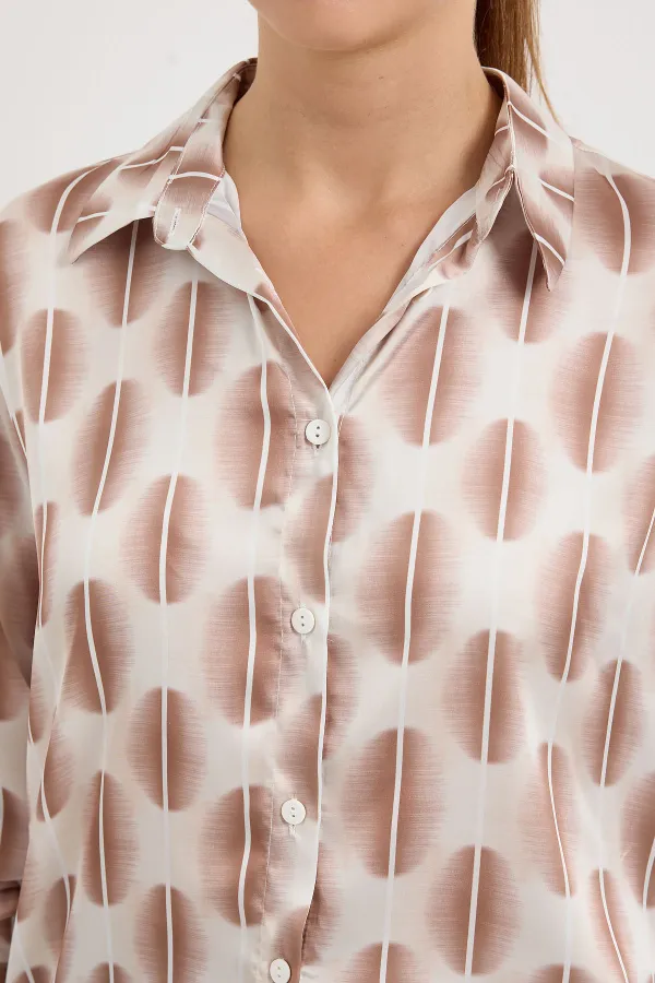 Chemise en satin fluide 3964 - Marron clair