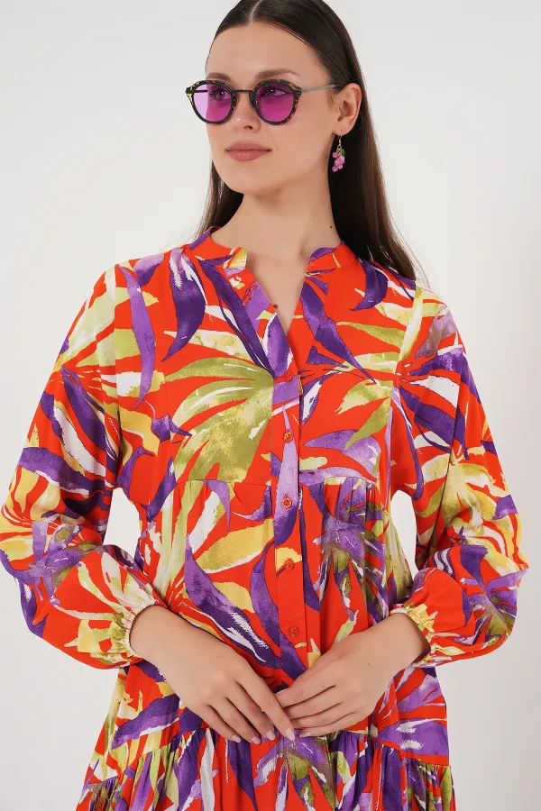 Robe hijab à motifs authentiques 2423 - B.Lila