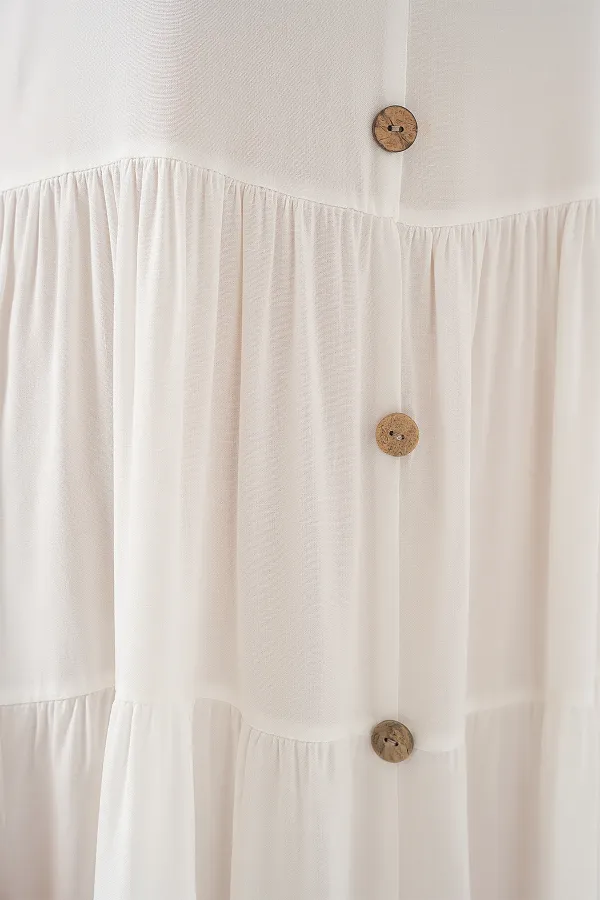 Women's Zero Sleeve Button Short Dress 2571 - White